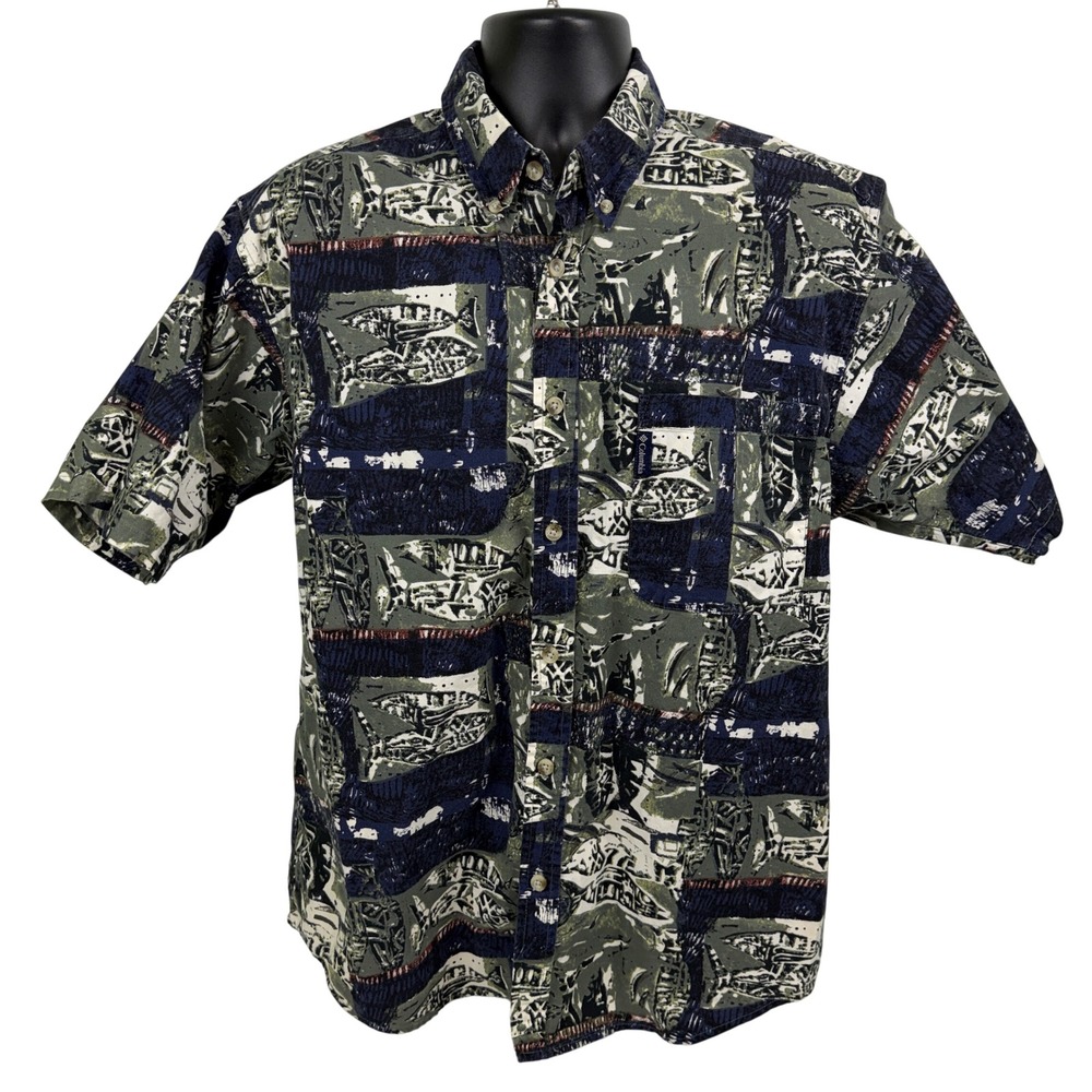 Vintage‎ Columbia Sportswear Company Men's Short Sleeve Shirt Size M Fish Print